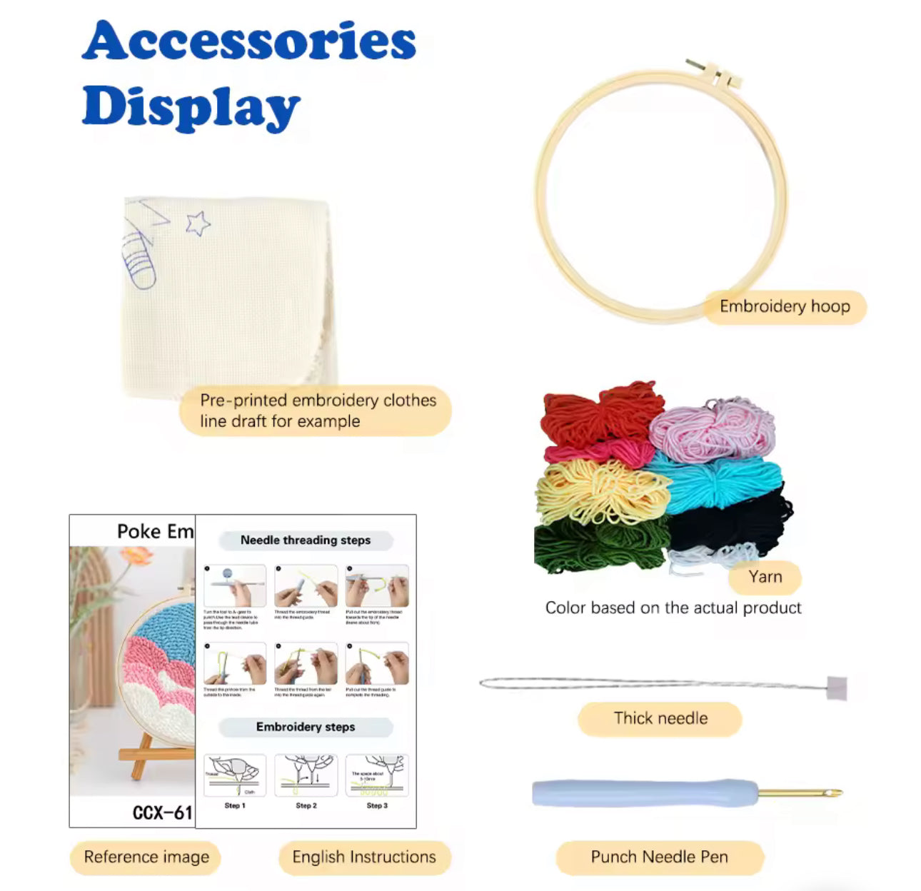 (cópia) Kit Punch Needle Completo gatinho fofinho - Bordado Corgi para Iniciantes com Agulha, Bastidor, Linhas e Tecido Estampado
