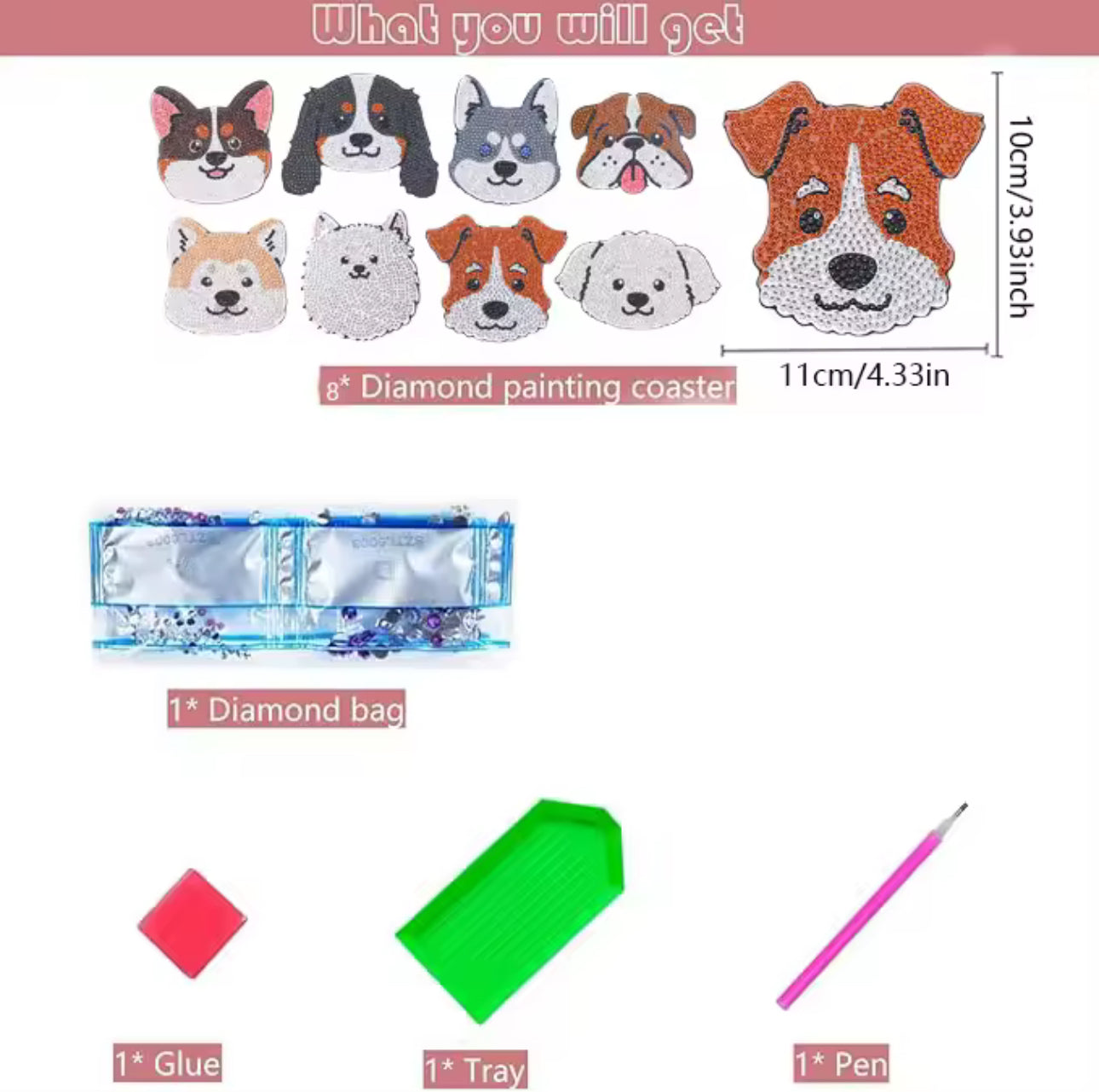 đ¶ Porta-Copos brilho ponto CĂŁezinhos â Kit com 8 Unidades + Ferramentas