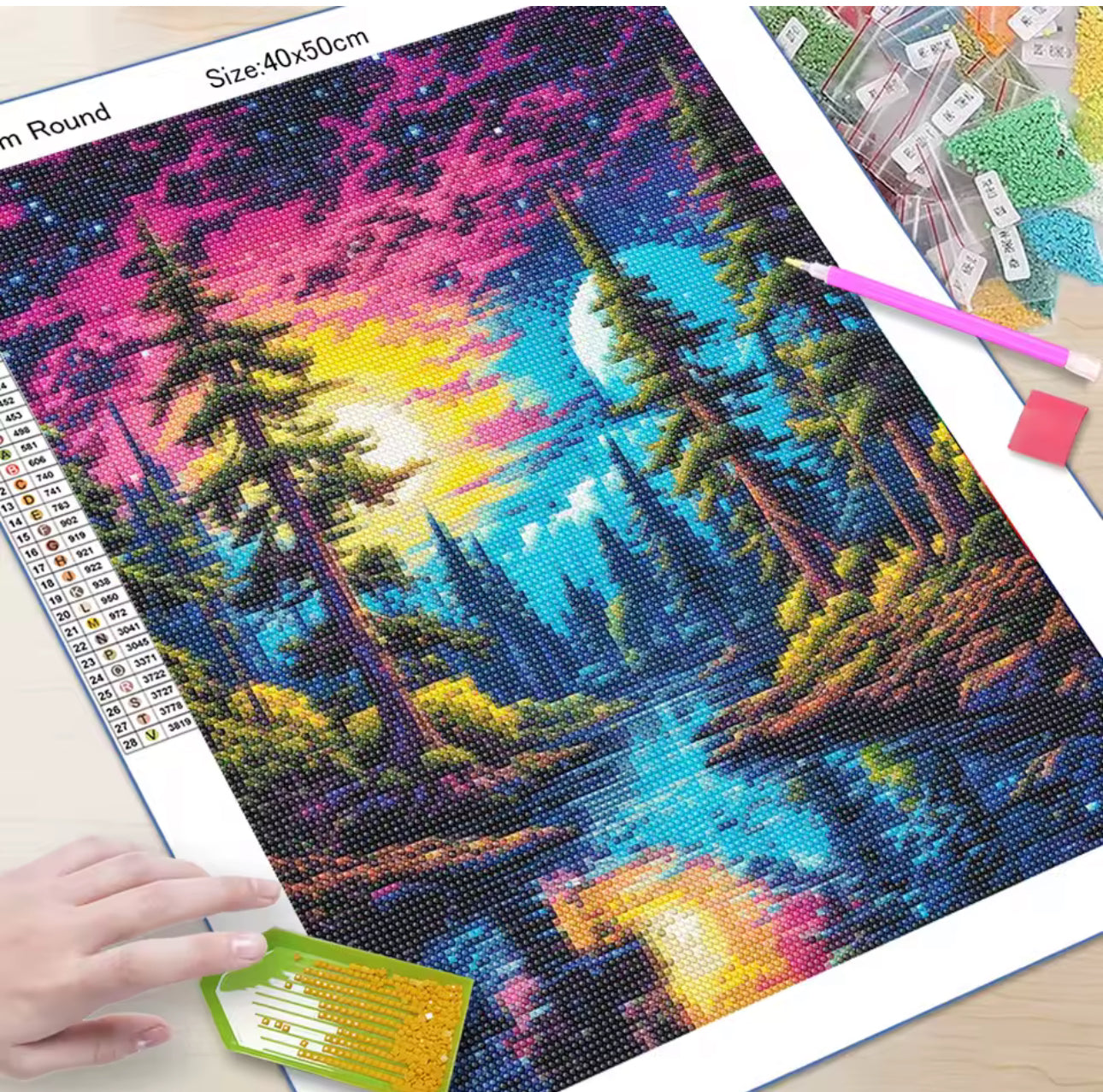 🌌 Quadro Diamond Painting Paisagem Cósmica – 40x50cm | Desafio Artístico com Brilho Incrível! ✨