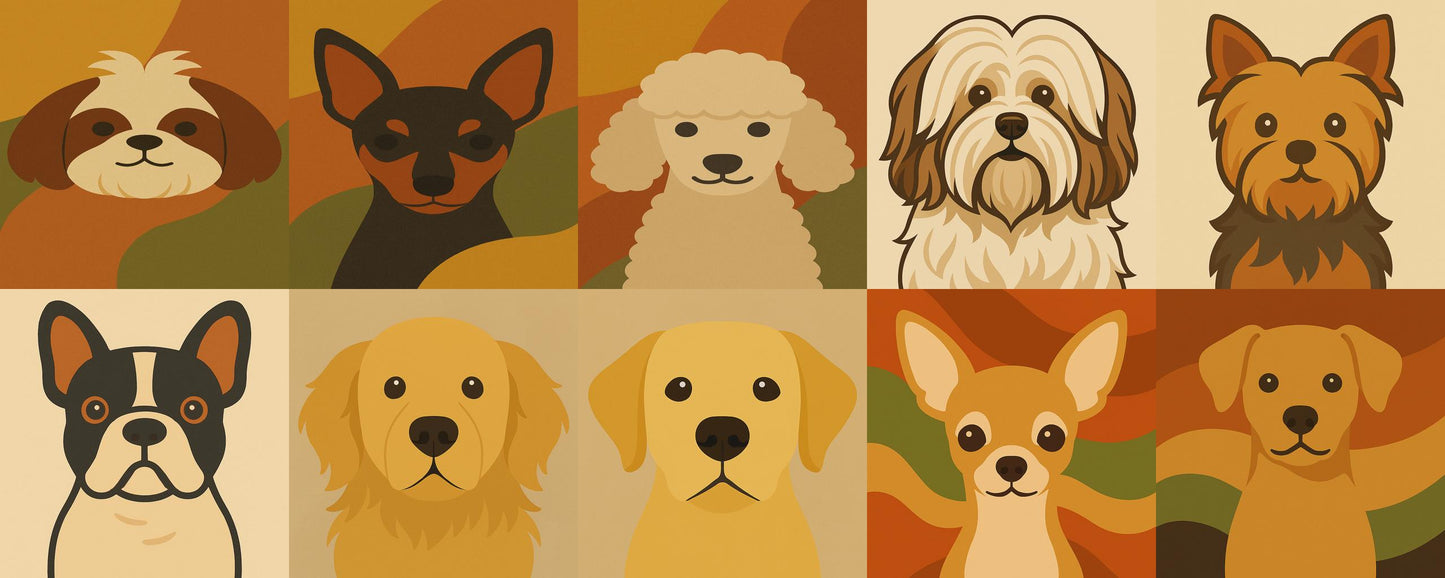 Pacote Arte Pronta para Tufting – 10 Raças de Cachorro (Projeção Fácil)
