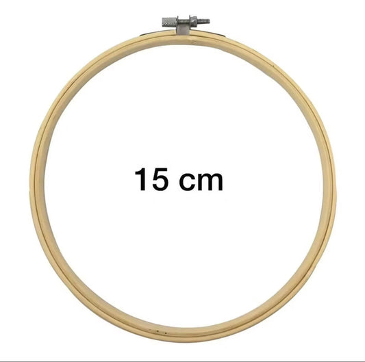 Bastidor Redondo de 15cm para Punch Needle e Bordado – Madeira bambu Resistente para Artesanato