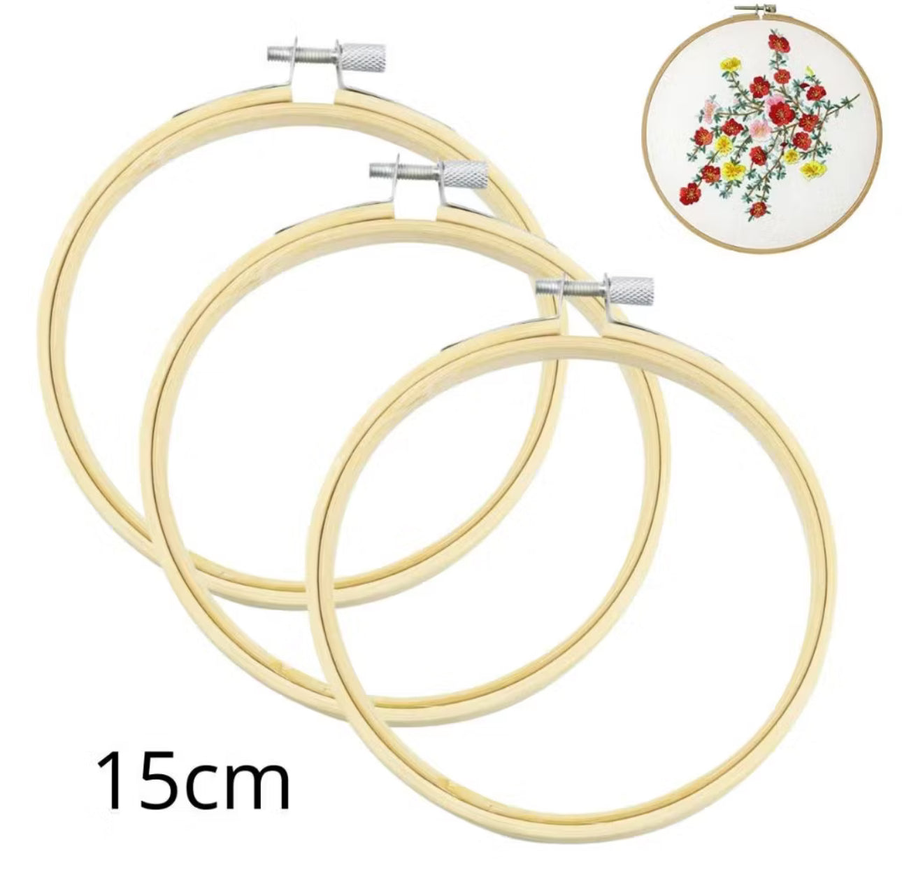 Kit de três Bastidores Redondos de 15cm , 20cm, 30cm para Punch Needle e Bordado