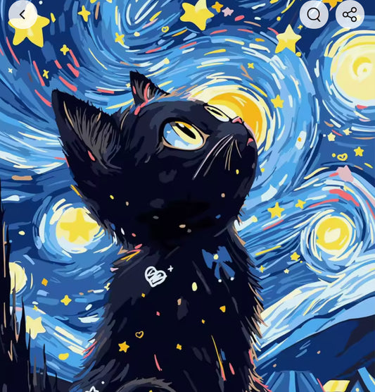 🐱✨ Quadro brilho ponto Gato Estelar – 30x40cm | Arte com Brilho e Criatividade