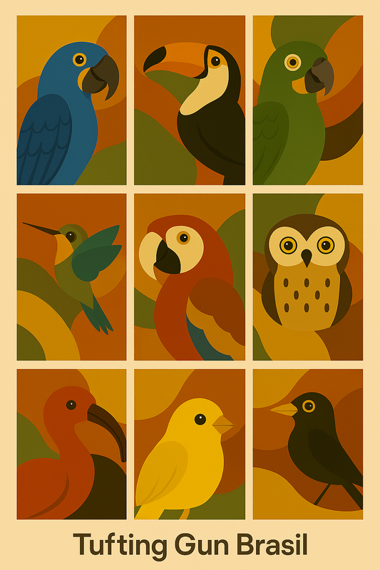 🦜 10 Aves Tropicais Brasileiras para Arte Tufting: